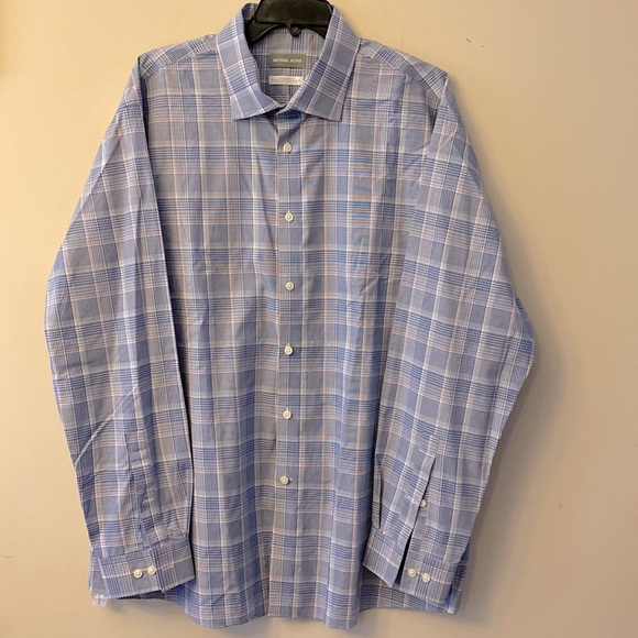 Michael Kors regular fit air soft stretch plaid cotton men’s dress shirt XXL 🌞 - Picture 3 of 13